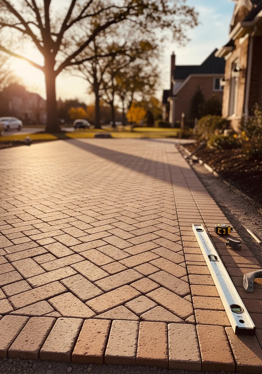 Decorative brick paving installation showcasing quality craftsmanship in Barrington