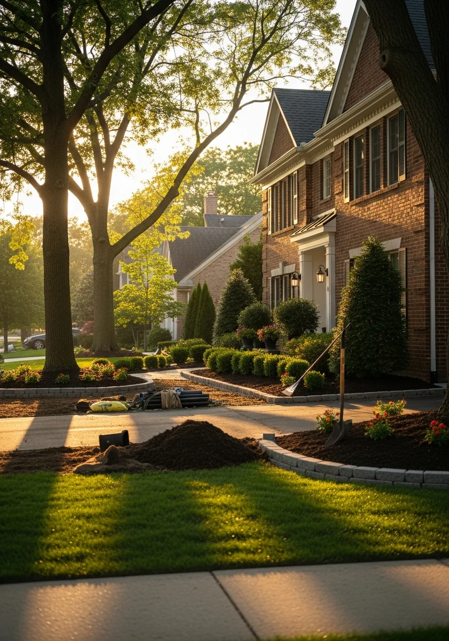 Service professional conducting work at a residential property in Palatine.